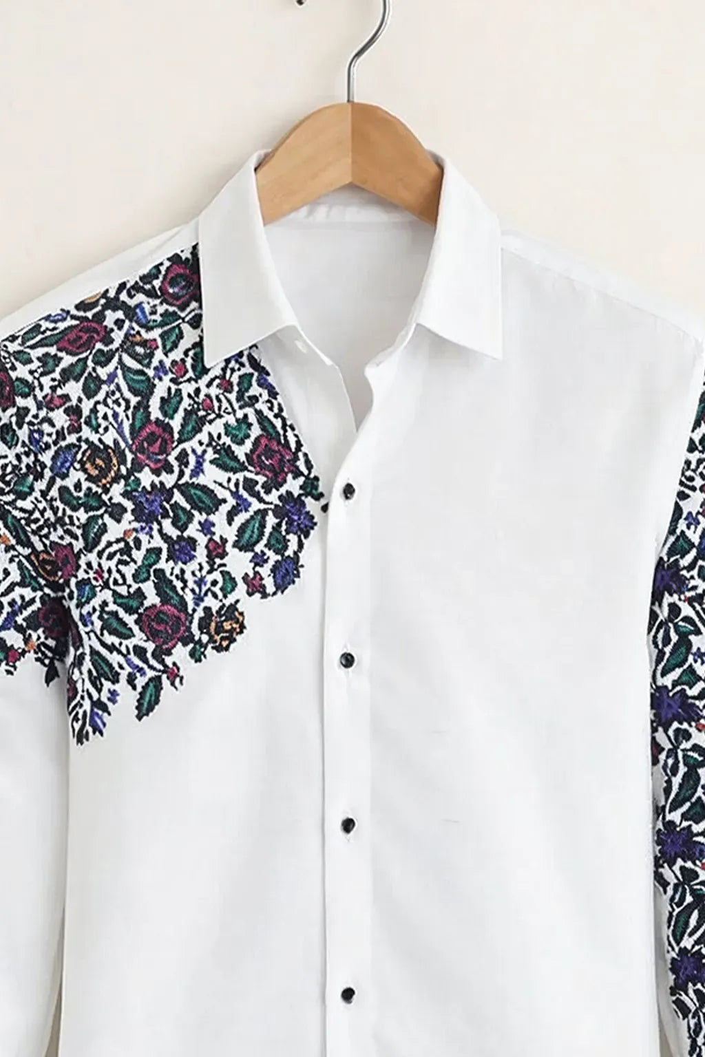 Niflon Premium White Floral Printed Designer Full Sleeve Casual Shirt for Men | Cotton Blend Stylish Button-Down Party Wear Shirt | Regular Fit Elegant Fashion Shirt
