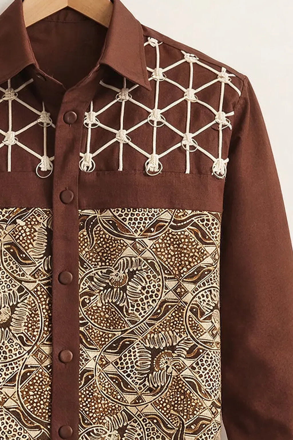 Niflon Premium Brown Ethnic Printed Designer Full Sleeve Casual Party Wear Shirt for Men | Cotton Blend Stylish Button-Down Shirt | Traditional Pattern Fashion Shirt | Regular Fit